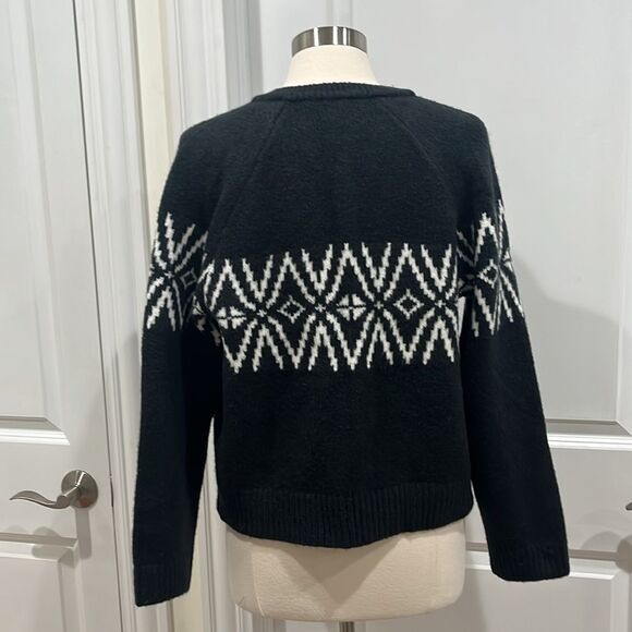 New! Abercrombie & Fitch A&F Fairisle Crew Cardigan Black White Size Large NWT - Picture 8 of 9